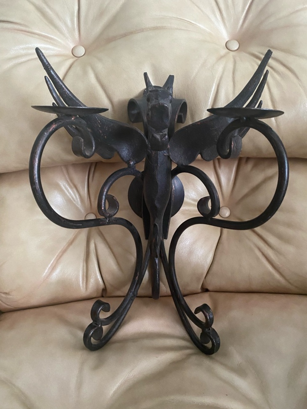 Dragon Wall Sconce Wrought Iron Handmade Candleholder ONE